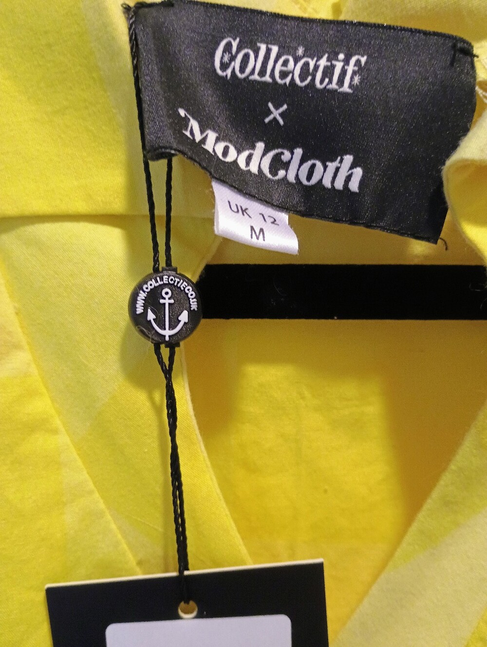 Collectif Mod Cloth Sleeveless Yellow Check Fit-and-Flare Dress No Belt - Picture 5 of 5